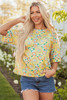 Yellow Summer Flower Printed Drop Shoulder Loose T Shirt Yellow Summer Flower Printed Drop Shoulder Loose T Shirt