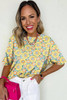 Yellow Summer Flower Printed Drop Shoulder Loose T Shirt Yellow Summer Flower Printed Drop Shoulder Loose T Shirt