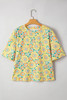 Yellow Summer Flower Printed Drop Shoulder Loose T Shirt Yellow Summer Flower Printed Drop Shoulder Loose T Shirt