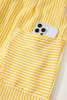 Yellow Stripe Shoulder Tie Smocked Back Wide Leg Casual Romper