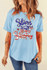 Light Blue Stars and Stripes Graphic July 4th Patriotic Tee
