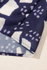 Blue Abstract Print Frilled Puff Sleeve V Neck Blouse