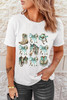White Horse Bowknot Cowgirl Fashion Print Crewneck Tee