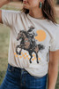 White Sunset Cowboy Print Western Fashion T Shirt