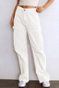 White High Waist Straight Leg Cargo Pants with Pockets