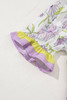 Purple Floral Print Striped Detail Split Neck Flounce Short Sleeve Peplum Blouse Purple Floral Print Striped Detail Split Neck Flounce Short Sleeve Peplum Blouse