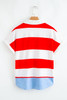 Red Stripe Collar V Neck Cuffed Dolman Short Sleeve Top Red Stripe Collar V Neck Cuffed Dolman Short Sleeve Top
