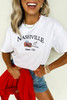 White Guitar NASHVILLE Music City Print Crewneck Tee