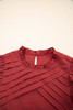 Red Dahlia Solid Color Pleated Detail Ruffle Short Sleeve Blouse