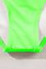 Green Striped Patchwork Spaghetti Strap High Waist Bikini Swimsuit