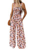 Black Floral Print Smocked High Waist Square Neck Jumpsuit Black Floral Print Smocked High Waist Square Neck Jumpsuit