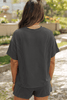 Carbon Grey Western Rodeo Graphic Patched 3D Ribbed Short 2pcs Outfit