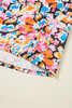 Orange Floral Print Flutter Sleeve Blouse Top