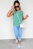 Sea Green Mineral Wash Patched Chest Pocket Casual Tank Top