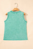 Sea Green Mineral Wash Patched Chest Pocket Casual Tank Top