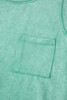 Sea Green Mineral Wash Patched Chest Pocket Casual Tank Top
