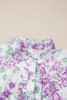 Purple Floral Print Ruffle Sleeve Frilly Button Up Shirt