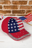 Fiery Red American Flag Rhinestone Decor Baseball Cap