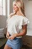White Crinkled Layered Ruffled Flutter Sleeve Blouse