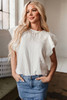 White Crinkled Layered Ruffled Flutter Sleeve Blouse