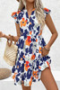 Orange Floral Print Notched Neck Flutter Sleeve Mini Dress Orange Floral Print Notched Neck Flutter Sleeve Mini Dress