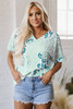 Green Mixed Leopard Print V Neck Short Sleeve Blouse Green Mixed Leopard Print V Neck Short Sleeve Blouse