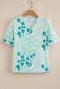 Green Mixed Leopard Print V Neck Short Sleeve Blouse Green Mixed Leopard Print V Neck Short Sleeve Blouse