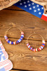 Dark Blue American Flag Inspired Beaded Large Hoop Earrings Dark Blue American Flag Inspired Beaded Large Hoop Earrings