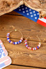 Dark Blue American Flag Inspired Beaded Large Hoop Earrings Dark Blue American Flag Inspired Beaded Large Hoop Earrings