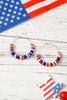 Dark Blue American Flag Inspired Beaded Large Hoop Earrings Dark Blue American Flag Inspired Beaded Large Hoop Earrings