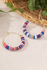 Dark Blue American Flag Inspired Beaded Large Hoop Earrings Dark Blue American Flag Inspired Beaded Large Hoop Earrings