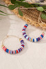 Dark Blue American Flag Inspired Beaded Large Hoop Earrings Dark Blue American Flag Inspired Beaded Large Hoop Earrings