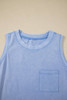 Beau Blue Mineral Wash Patched Chest Pocket Casual Tank Top