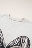 Casual Oversize Big Bow Printed Drop Shoulder Tunic Casual Tee