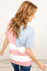Pink Stars and Stripes Printed Crewneck Independence Day T Shirt Pink Stars and Stripes Printed Crewneck Independence Day T Shirt