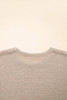 Beige Shiny Knitted Short Sleeve Drop Shoulder Sweater