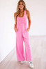Bonbon Mineral Wash Raw Seam Patchwork Wide Leg Loose Jumpsuit