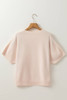 Oatmeal Pearl Bow Embellished Dolman Short Sleeve Sweater
