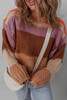 Multicolour Cropped Colorblock Drop Shoulder Knitted Sweater