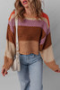 Multicolour Cropped Colorblock Drop Shoulder Knitted Sweater