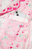 Pink Mixed Floral Print Contrast Piping Trim Satin Tie 2pcs Pajama Set