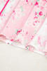 Pink Mixed Floral Print Contrast Piping Trim Satin Tie 2pcs Pajama Set