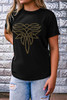 Black Rhinestone Western Pattern Cotton Blend Graphic T Shirt