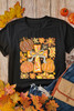 Black Thanksgiving Pray Cross Pumpkin Graphic Cotton Blend Tee