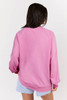 Bright Pink Lace Patched Raglan Sleeve Loose Fit Sweatshirt