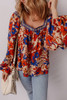 Multicolour Floral Print Square Neck Backless Loose Fit Blouse