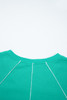 Dark Green Colorblock Trim V Neck Pullover Top and Shorts Set