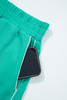Dark Green Colorblock Trim V Neck Pullover Top and Shorts Set