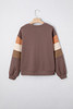 Dark Khaki Color Block Drop Shoulder Pullover Casual Sweatshirt