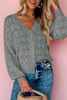 Gray Lightweight Buttoned Front Crochet Cardigan